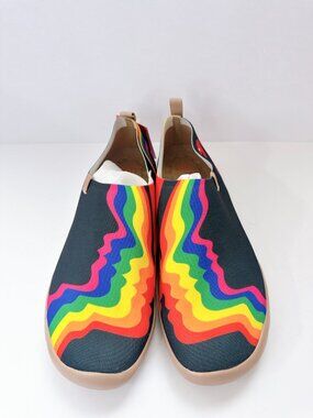 Size 11.5 Men UIN Rainbow Love Slip On Shoes Travel Sneakers Comfort Walking